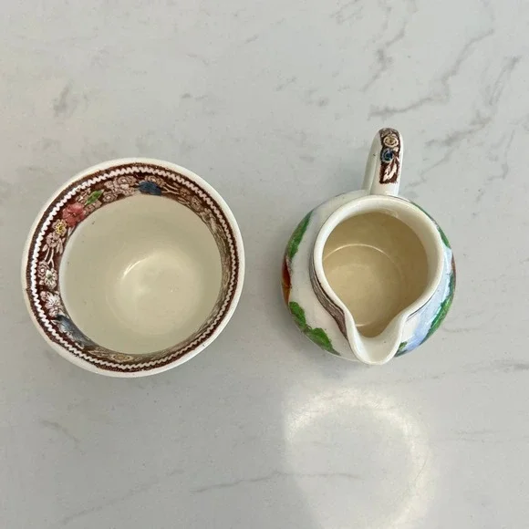 Vtg Midwinter Rural England Mini Creamer Sugar Bowl Set Farmhouse Cottagecore - Picture 5 of 11